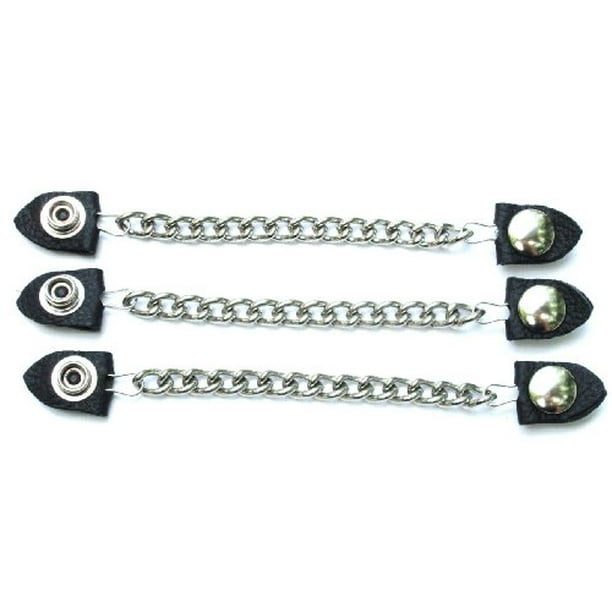3 Row Silver Chain Extension Black Leather Biker Vest Extender 2 Pc Set 3 Row Silver Chain Extension Black Leather Biker Vest Extender 2 Pc Set